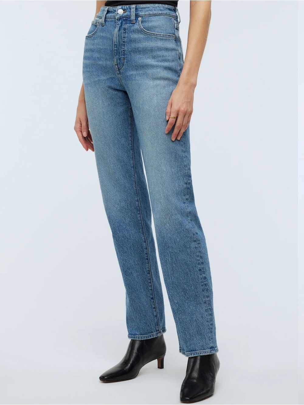 Madewell The 90s Straight Jean - Medium Light Blue Wash Denim - Straight Leg